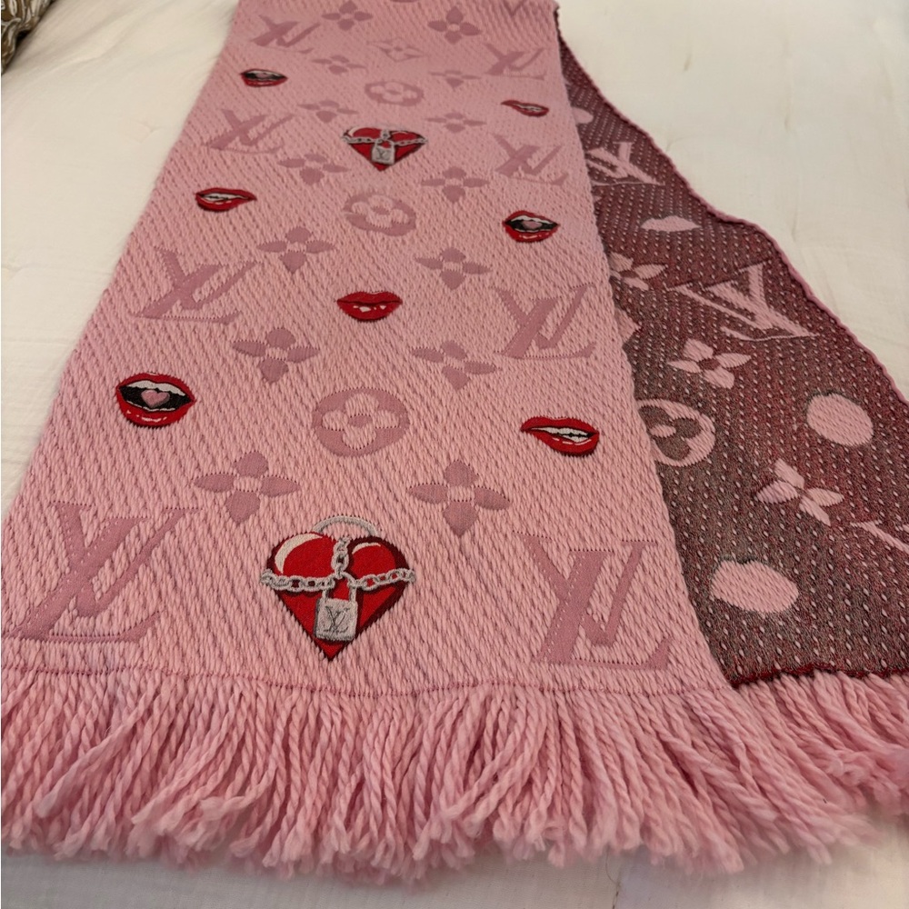 Louis Vuitton Pink and Red Scarf